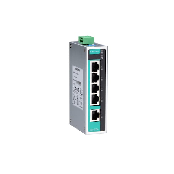 Unmanaged Ethernet Switch W/ 5 10/100Baset(X)Ports, -40 To 75 DegreeC